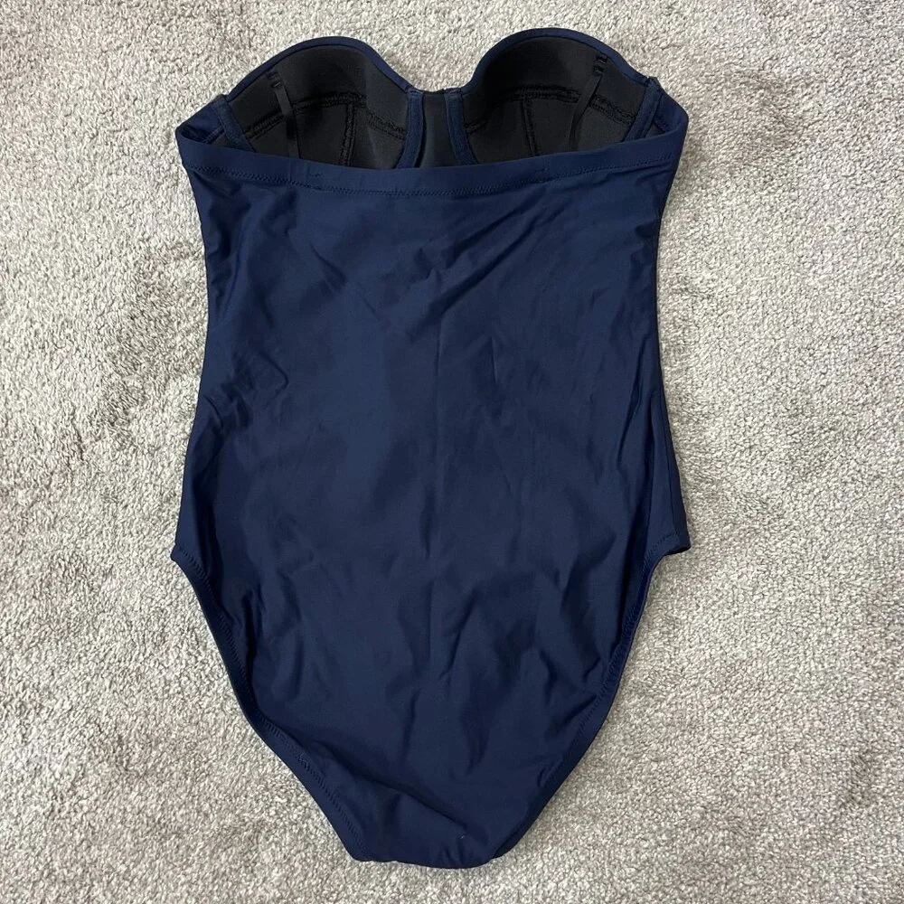 New J. Crew Size 2 Navy Blue Short Torso Underwire One Piece Swim Suit